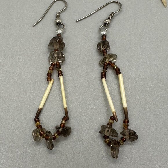 Handmade Porcupine Quill Earrings and Hair Accessory Pick Set - Picture 4 of 7